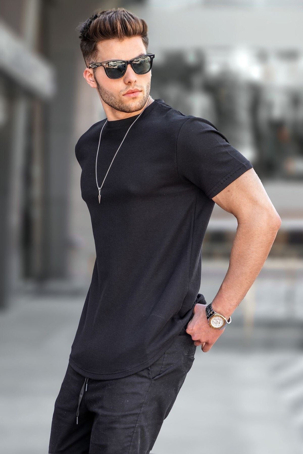 تی شرت یقه گرد طرح ساده آستین کوتاه مردانه مدمکست Madmext (برند ترکیه)