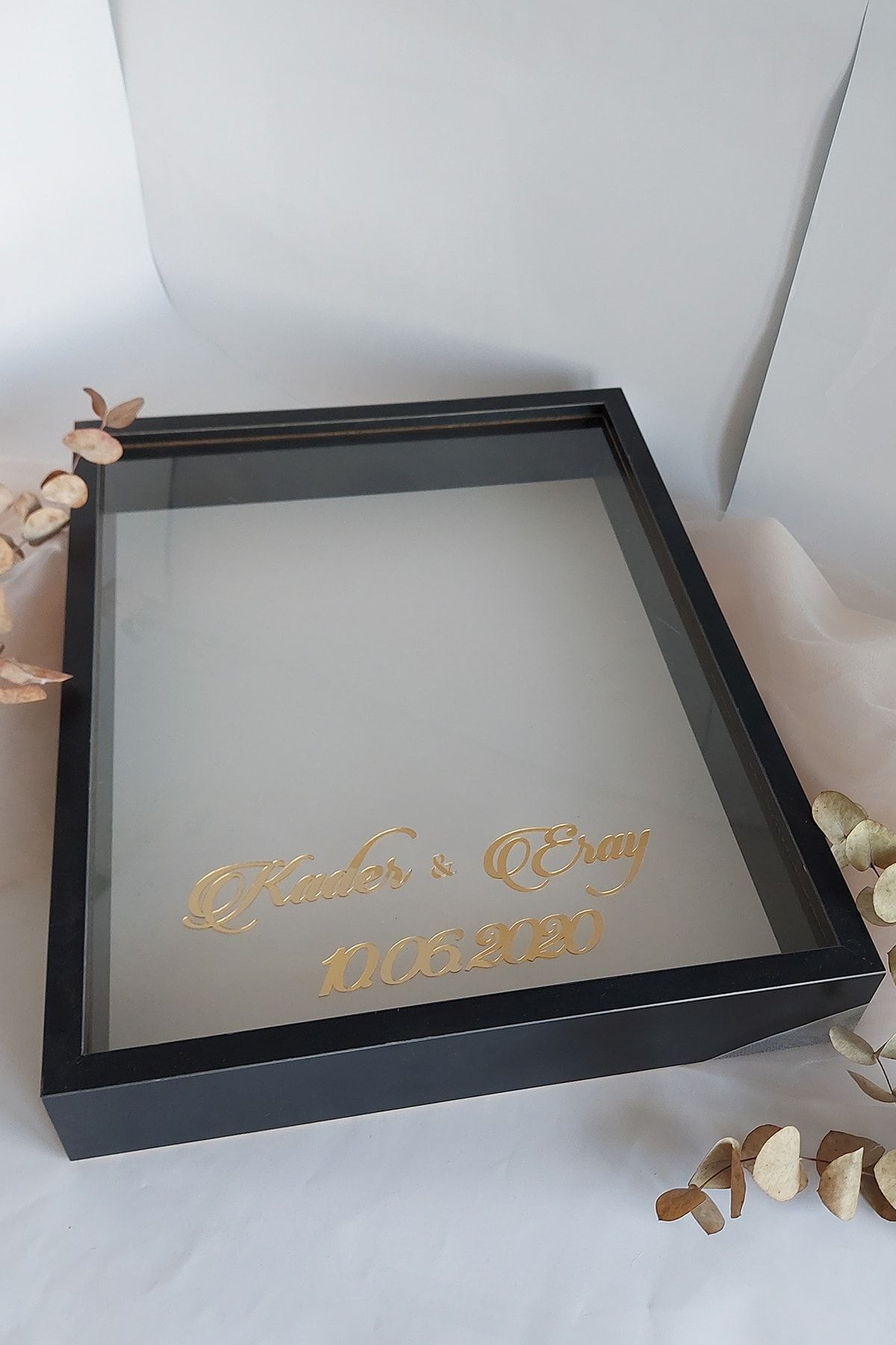 Verda Çerçeve-40x50 Cm Black Rose Memory Frame!Deep Frame Without LED!Rose Memory Frame - For Bridal Bouquets 1
