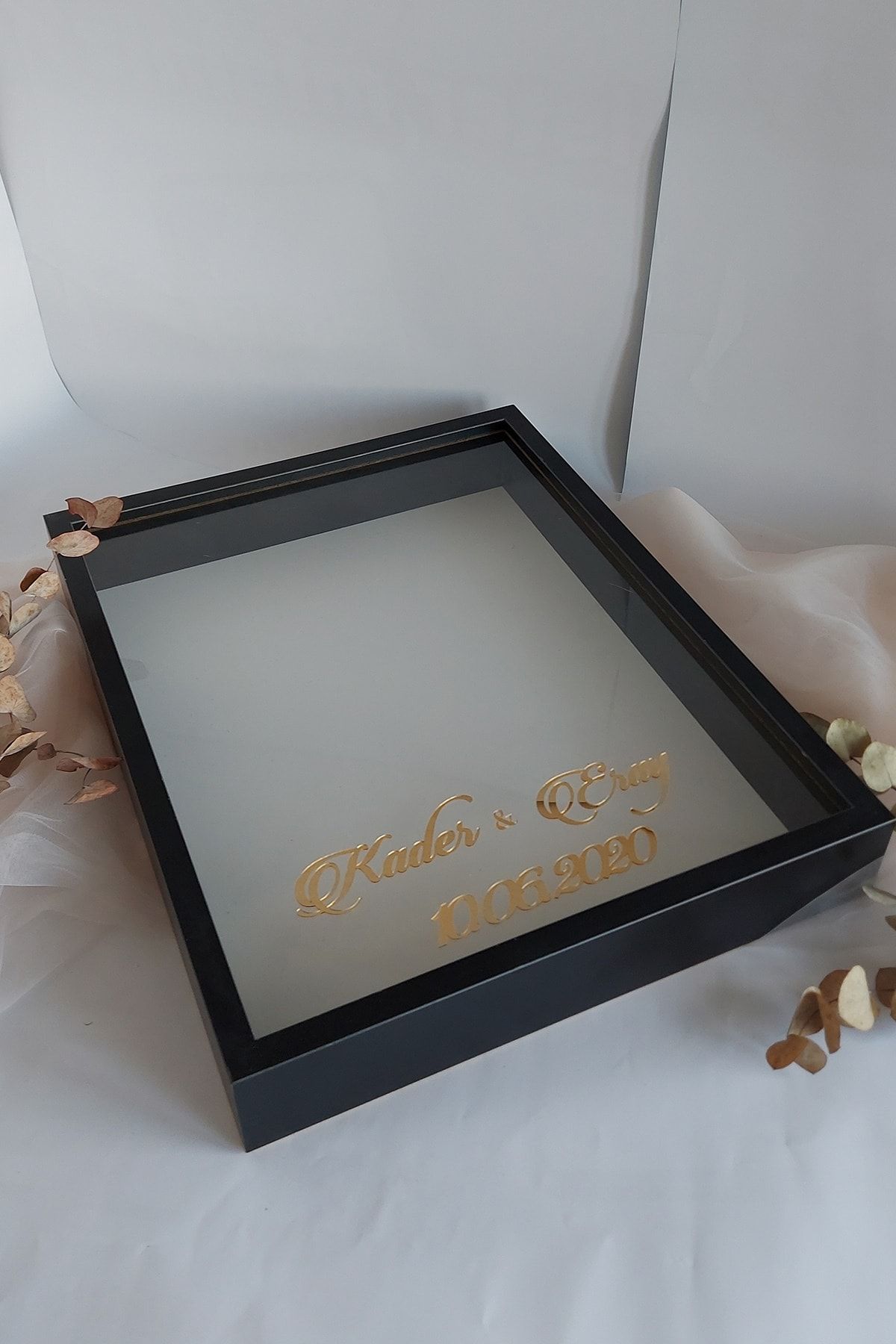 Verda Çerçeve-40x50 Cm Black Rose Memory Frame!Deep Frame Without LED!Rose Memory Frame - For Bridal Bouquets 2