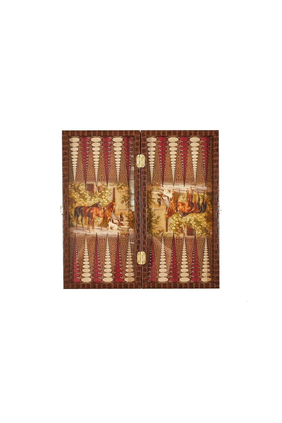 HEDİYE FİKRİ-Stylish Large Size Backgammon with Horse Pattern 3