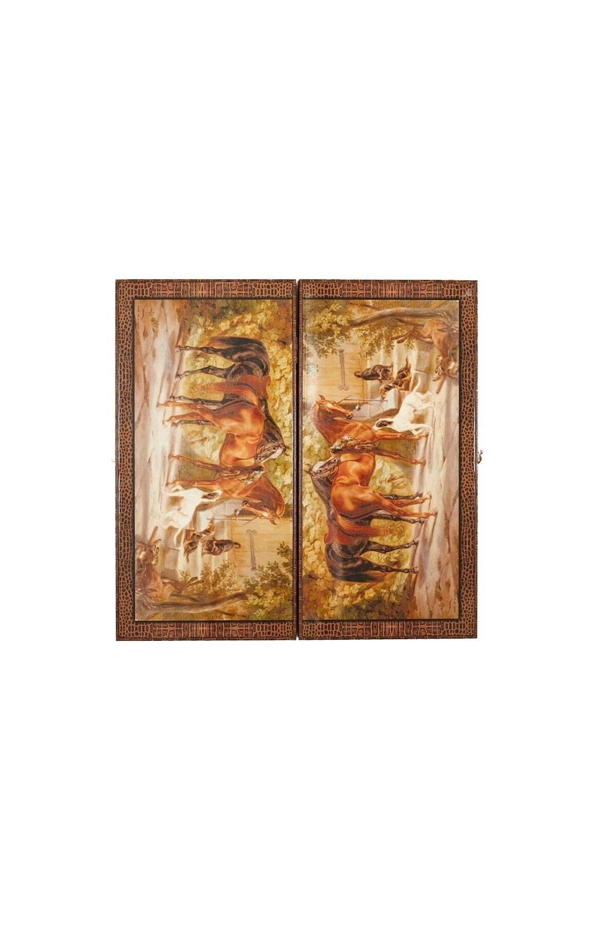 HEDİYE FİKRİ-Stylish Large Size Backgammon with Horse Pattern 4