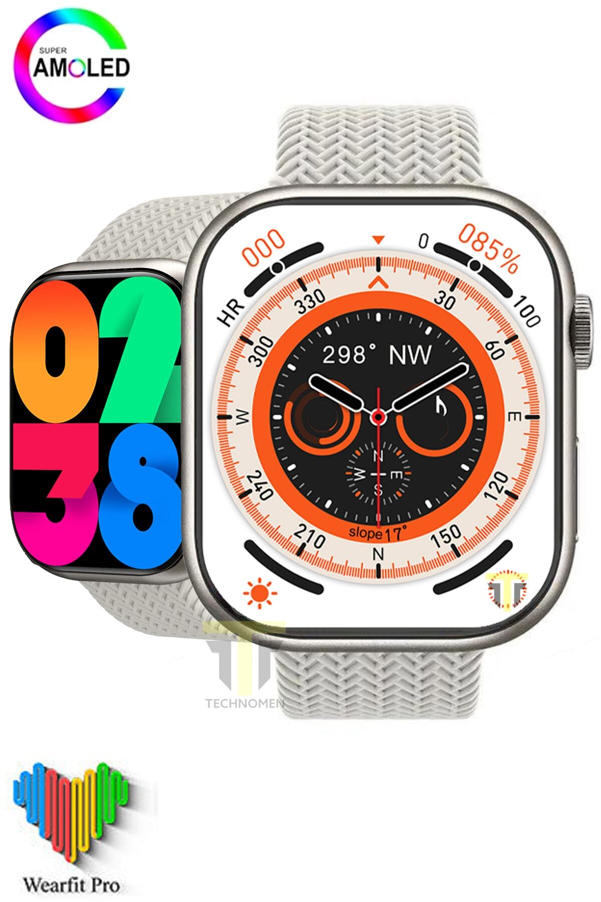Amoled Display V9 Pro max Premium Smart Watch 2.02 Inch Large Screen Strap Locked Double Strap