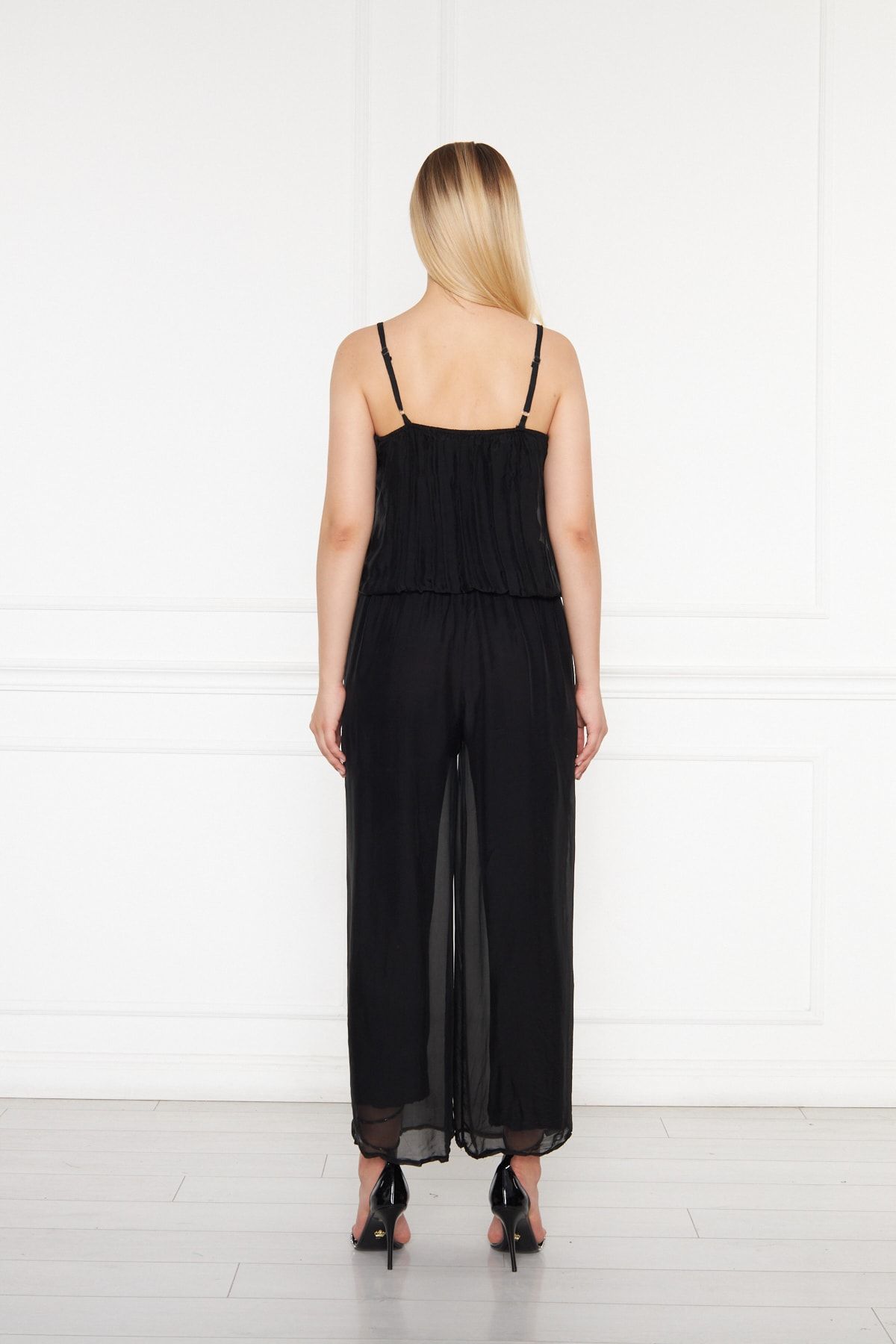 Silk overall sale jumpsuit