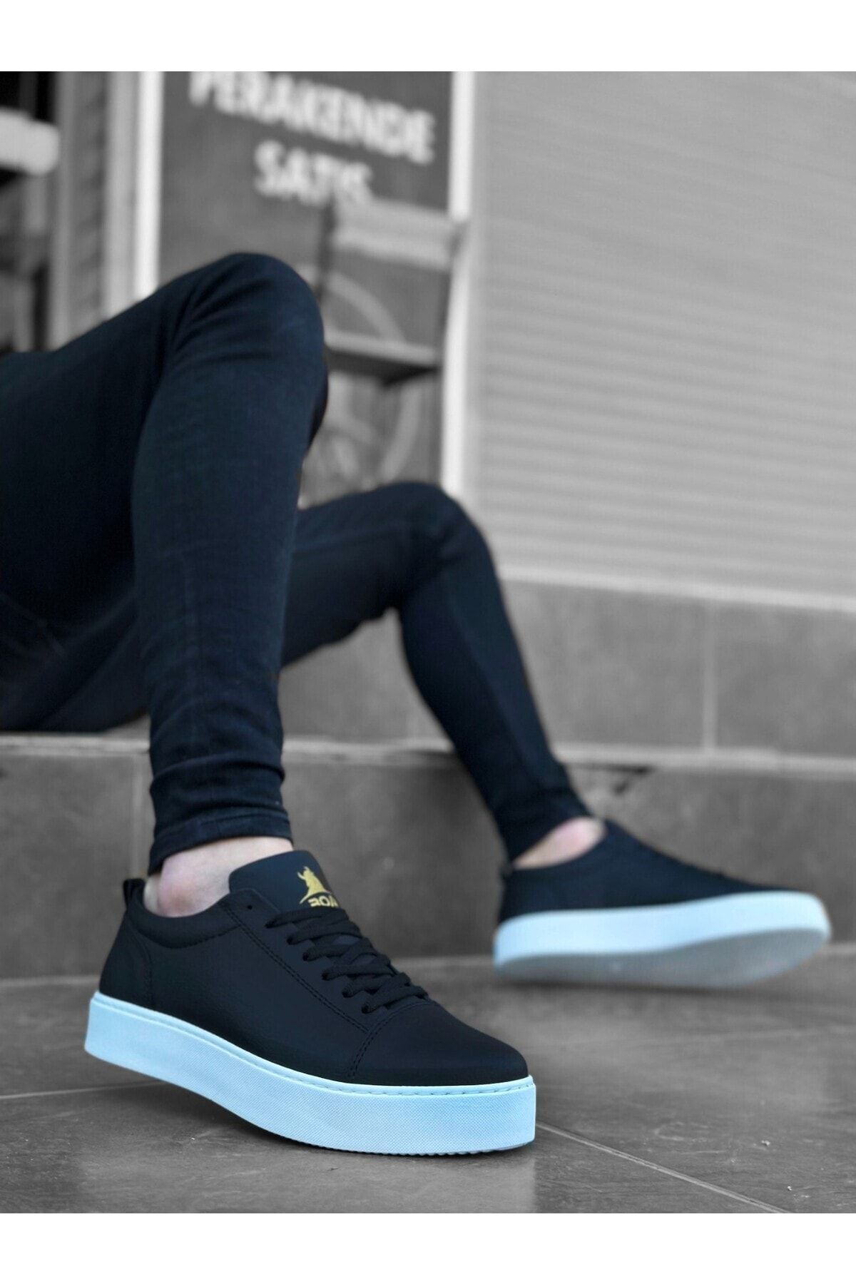 Dastrau Lace Up Skin Black White Sports Classic Sneaker