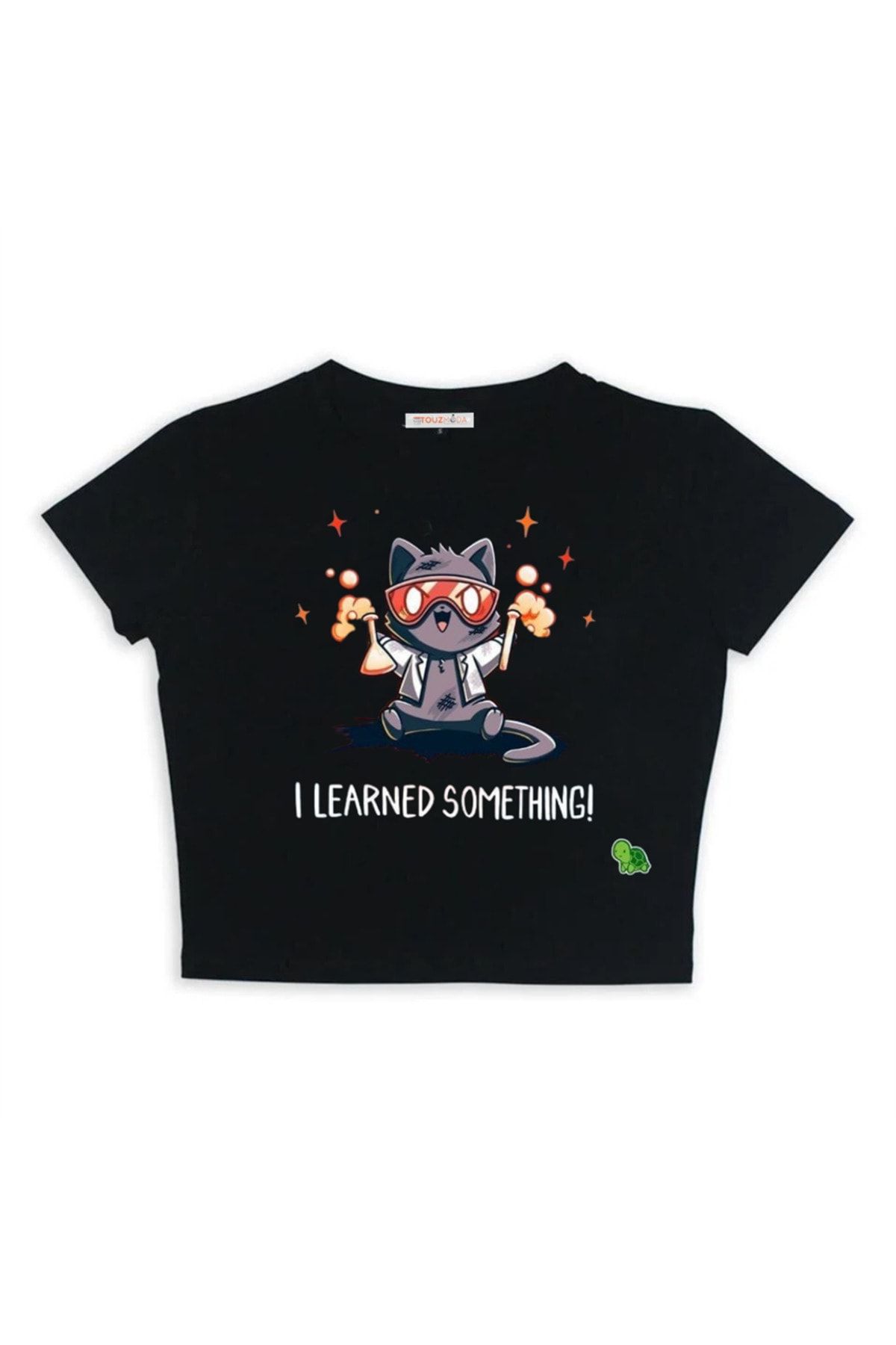 Touz-zolid wear - Μαύρο Crop πουκάμισο με στάμπα 'I Learned Something' 1