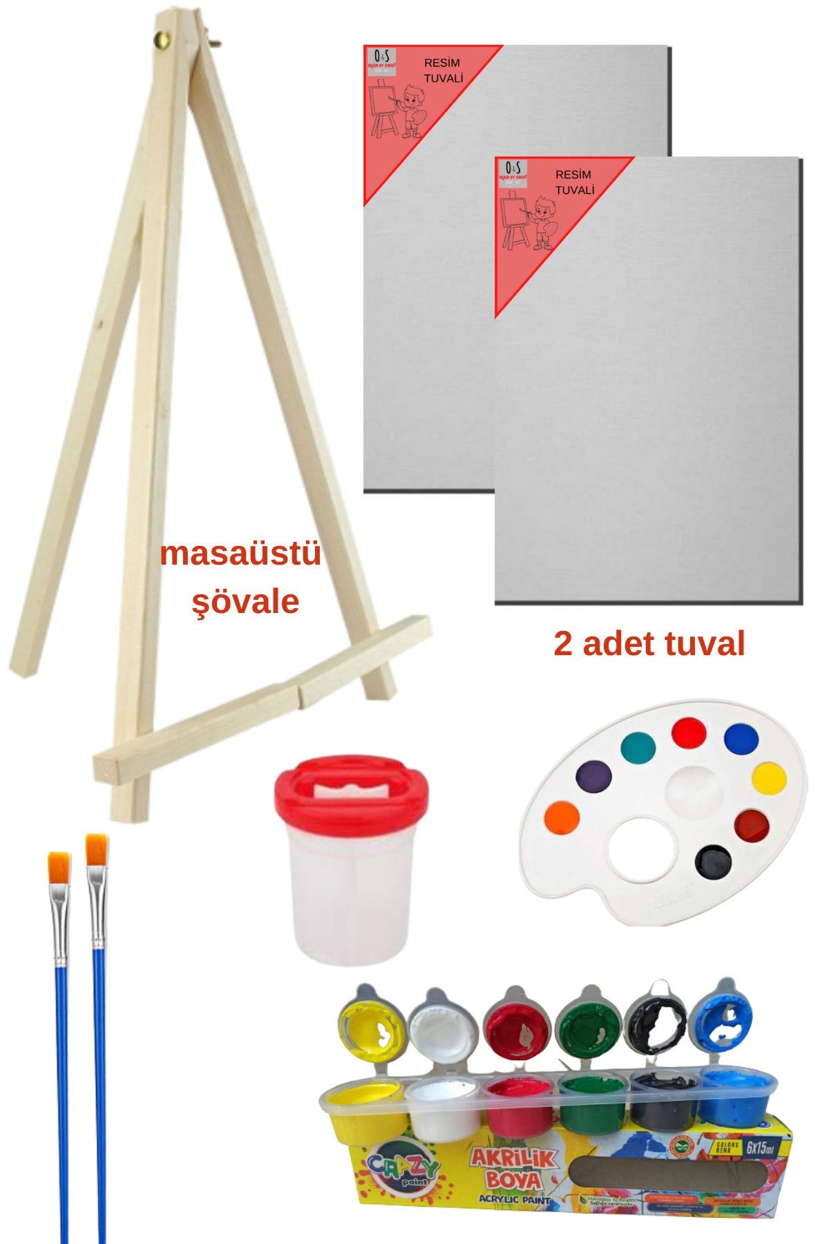 O&S Oyun ve Sanat Eğlen-Üret Painting Canvas Set, Canvas Starter Set,  School Painter Kids Set