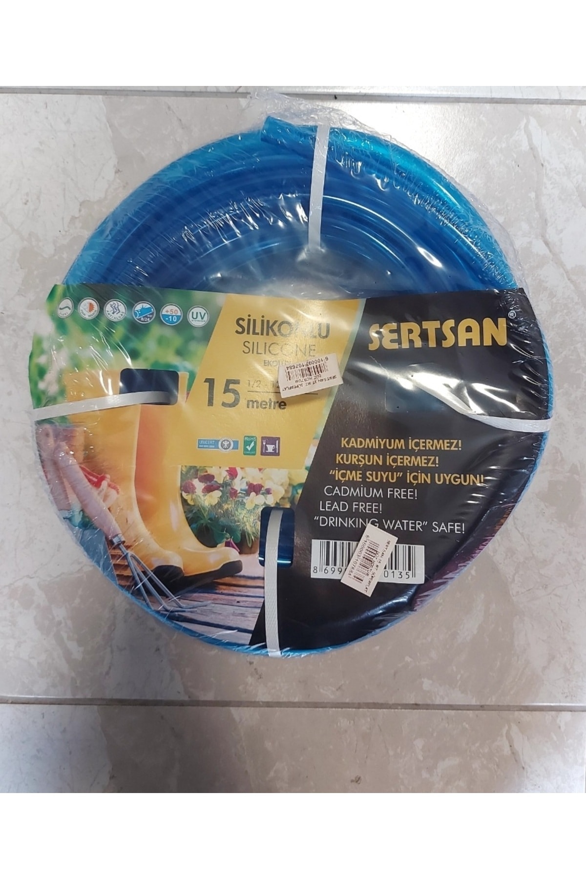 Sertsan Silikonlu Bahçe Hortumu 15 Metre (MAVİ)