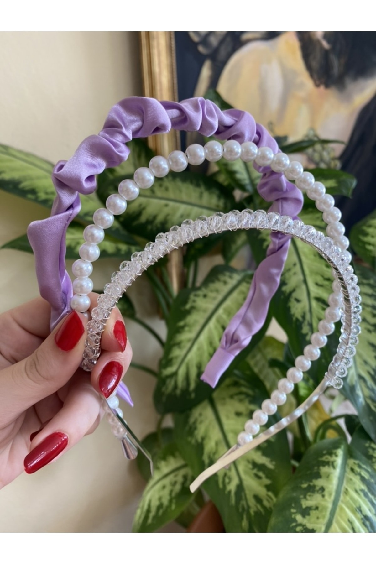 Shirred,Glitter,Pearl Crown Set