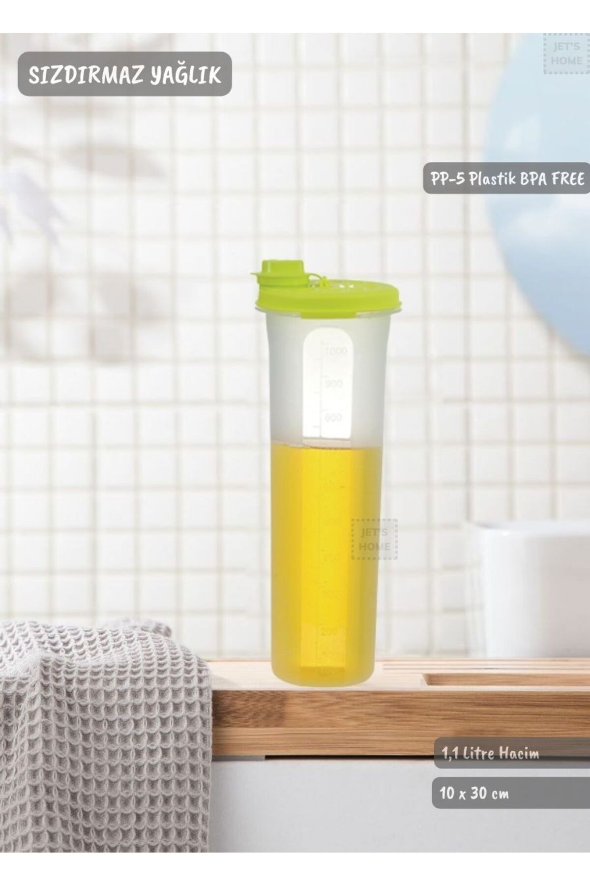 Sealed Oil Canister Scale Oil Bottle Locking Oil Can 1.1 Liter BPA FREE
