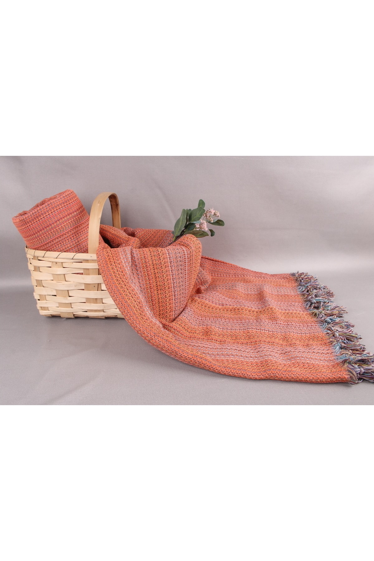 Pike Turuncu 220x225 Cm Pamuk Örtü Masa Örtüsü Pamuk Yatak Örtüsü 4