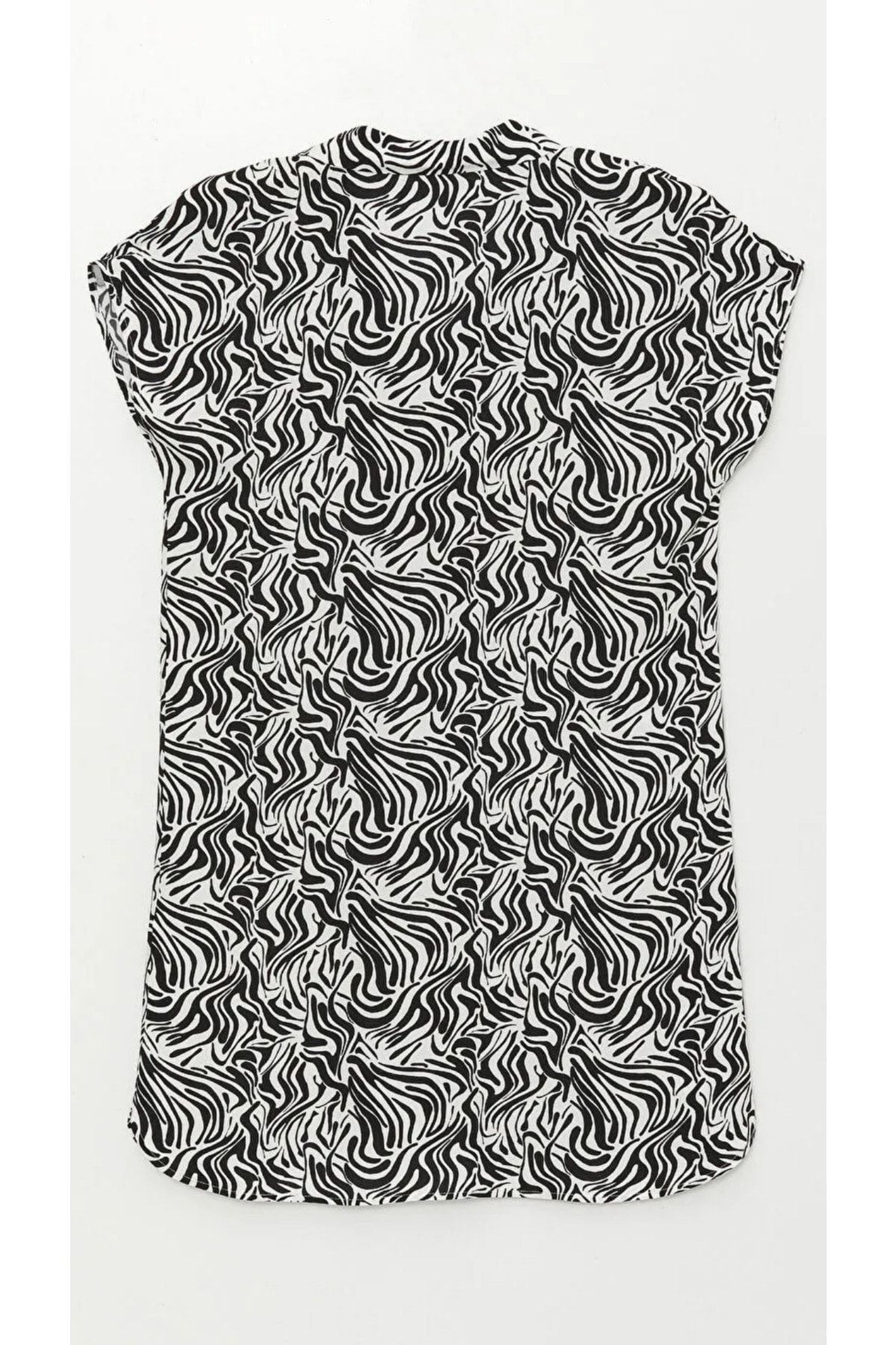 LC Waikiki-Kurzärmliges Strandkleid für Damen mit Hemdkragenmuster von LCW 6