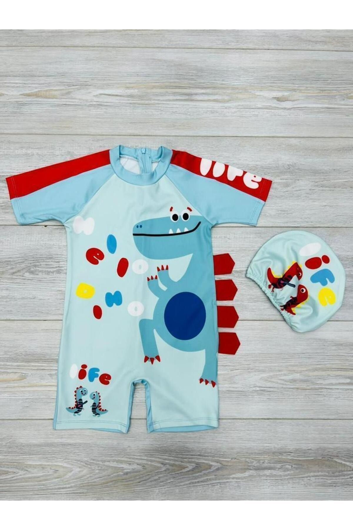 Minimoi Cute Dinosaur Themed Bonnet Baby Boy and Child Full Body