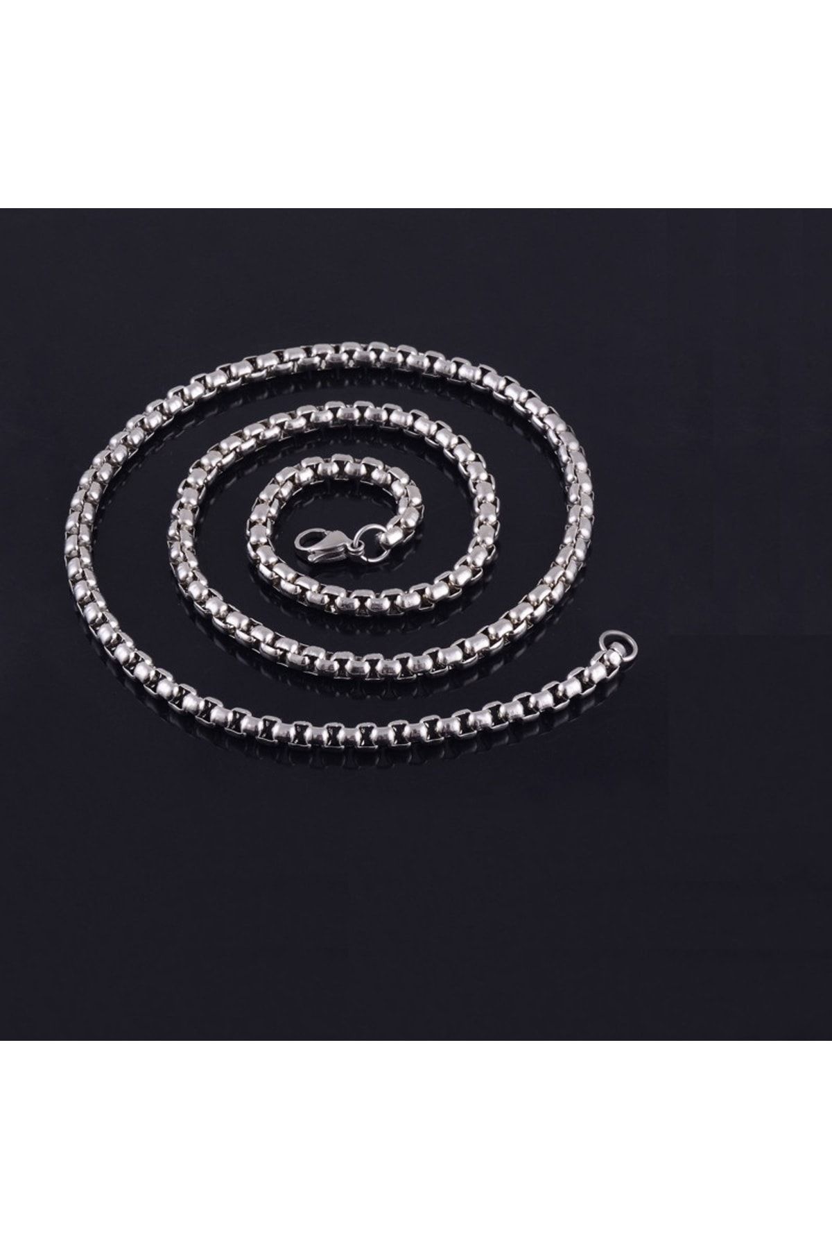 Viking-Square Model Box Chain Thick 316L Steel Men's Chain Necklace 4mm - Thick 4