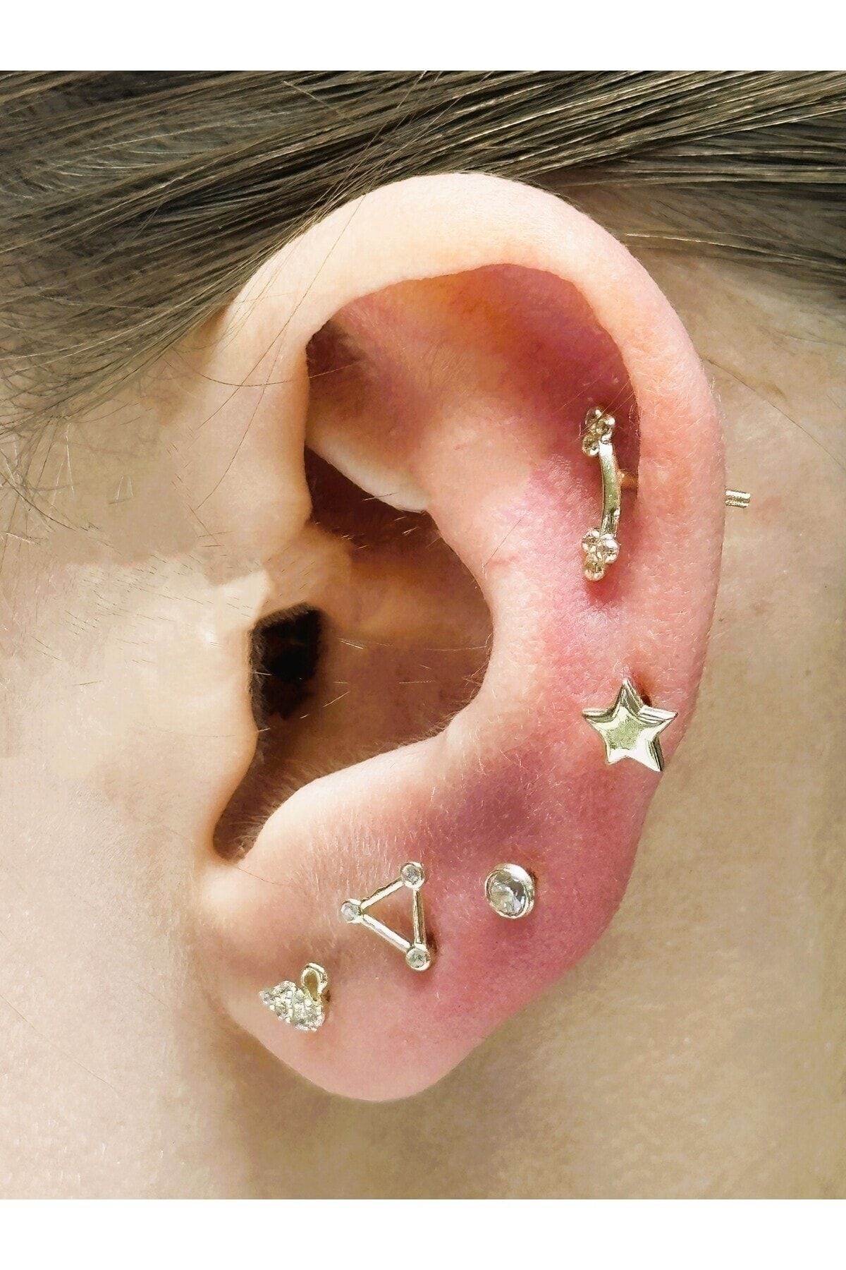 Hakan G ler Kuyumculuk 14 Carat Gold Piercing Tragus Earrings