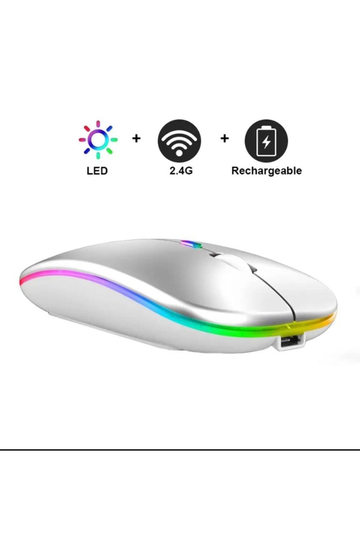 Galaxy Tab A7 Lite T220 Uyumlu Mouse Bluetooth Wireless Şarjlı Fare 2.4g Macbook iPad Bilgisayar 2