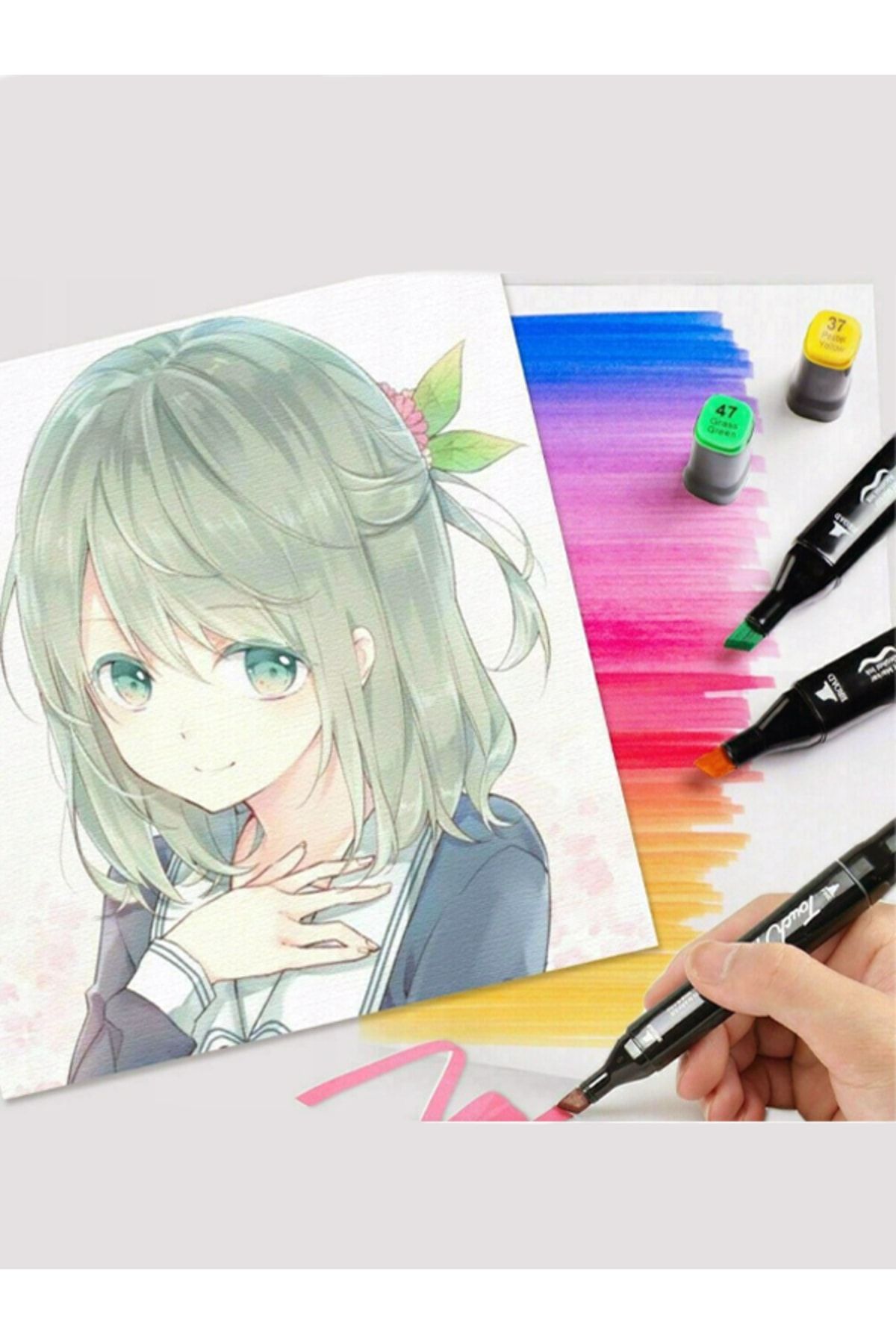 ACUTO-Marker Set of 12 Portable Marker Set with Bag 12 Colors Double Sided Marker Pen Set 6