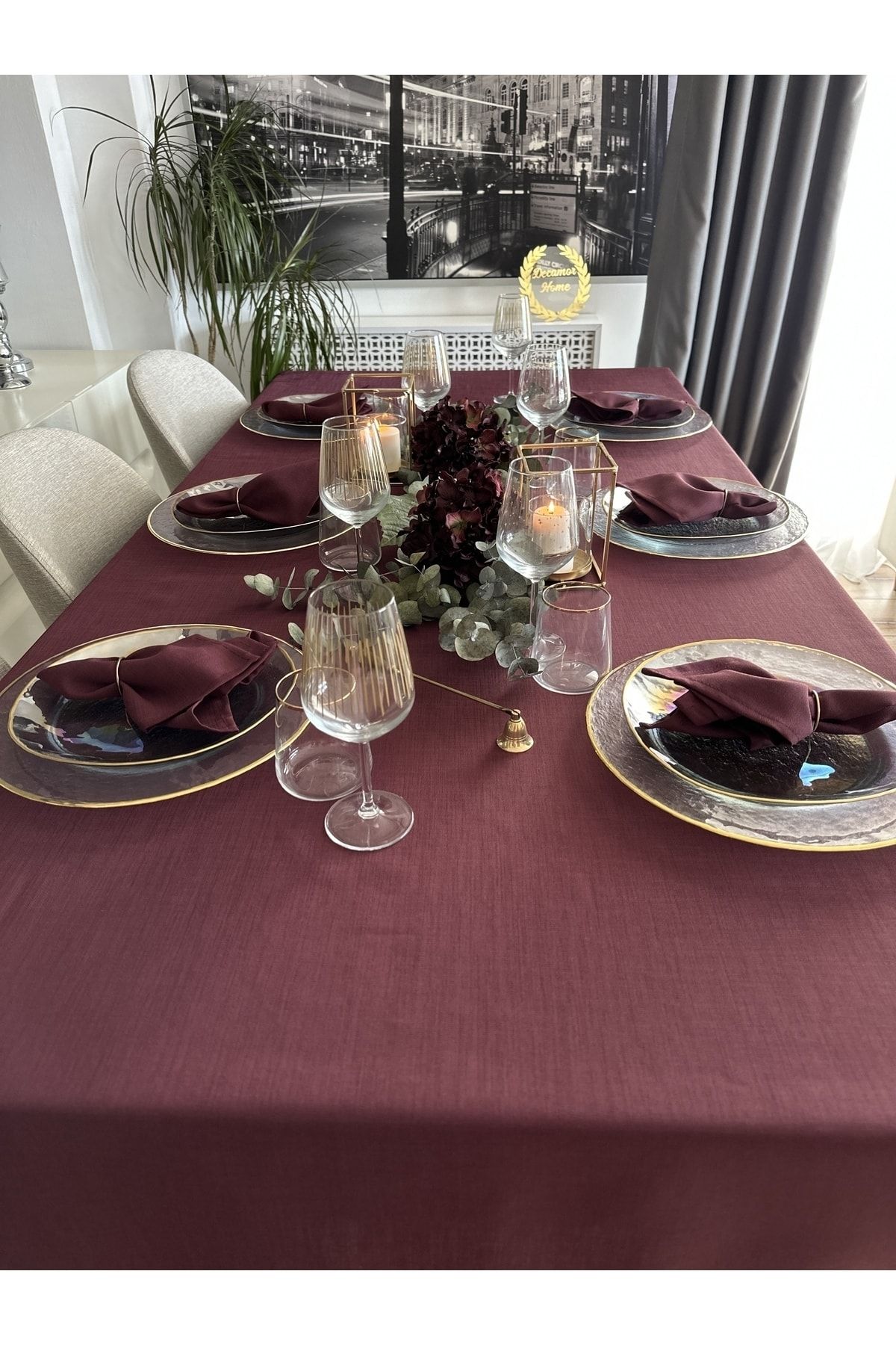Decamor home-Τραπεζομάντηλο λινό με υφή δαμάσκηνο 6