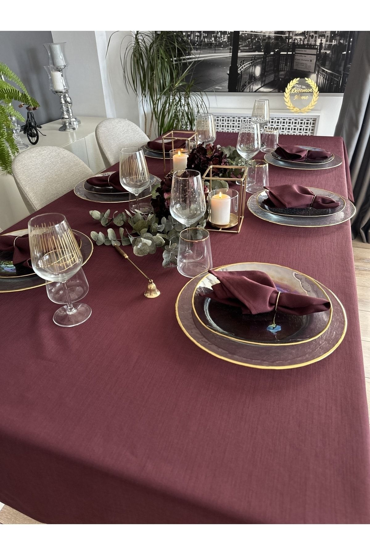 Decamor home-Τραπεζομάντηλο λινό με υφή δαμάσκηνο 7