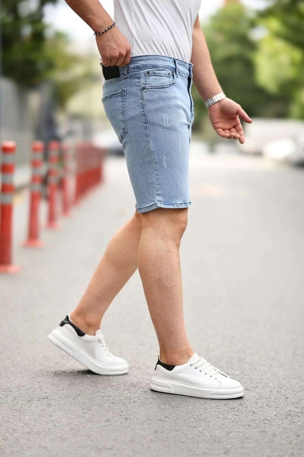 comstar Men s Slim Fit Denim Capri Shorts with Pockets Trendyol