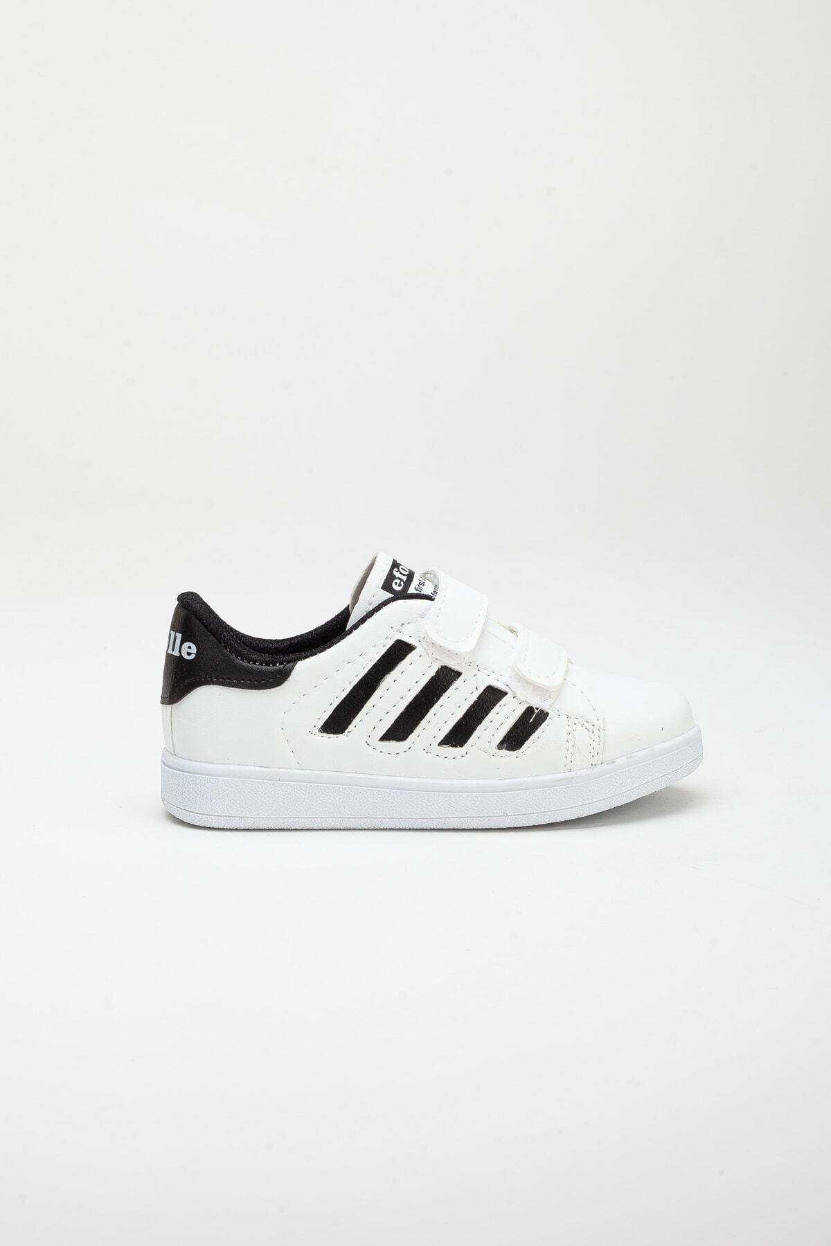 BOUIS Çocuk Unisex Beyaz Siyah 4 Band Cırtlı Rahat Nefes Alır Günlük Şık Spor Ayakkabı Sneaker fotoğrafı 4 (önizleme)