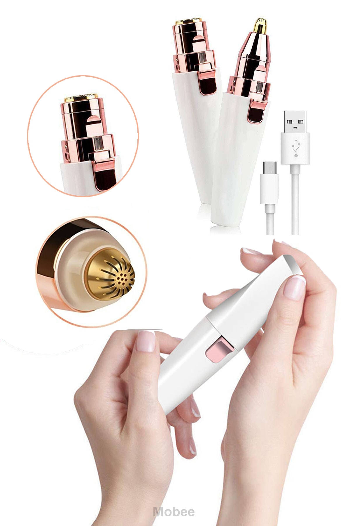 AYACO Tüm Cilt Tipleri Için 2 Başlıklı 2 In 1 Epilasyon Aleti Yüz Epilatörü