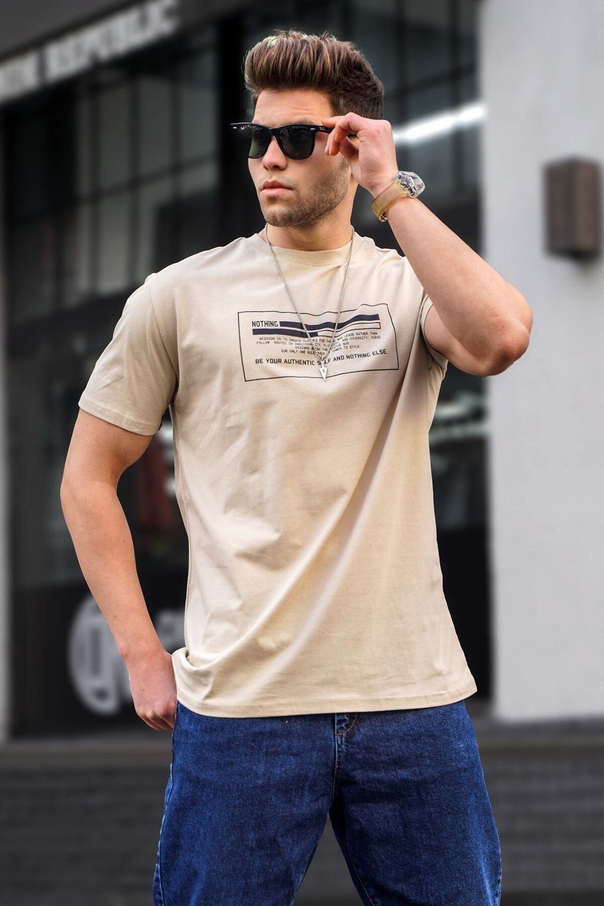 تی شرت یقه خدمه طرح چاپی آستین کوتاه مردانه مدمکست Madmext (برند ترکیه)