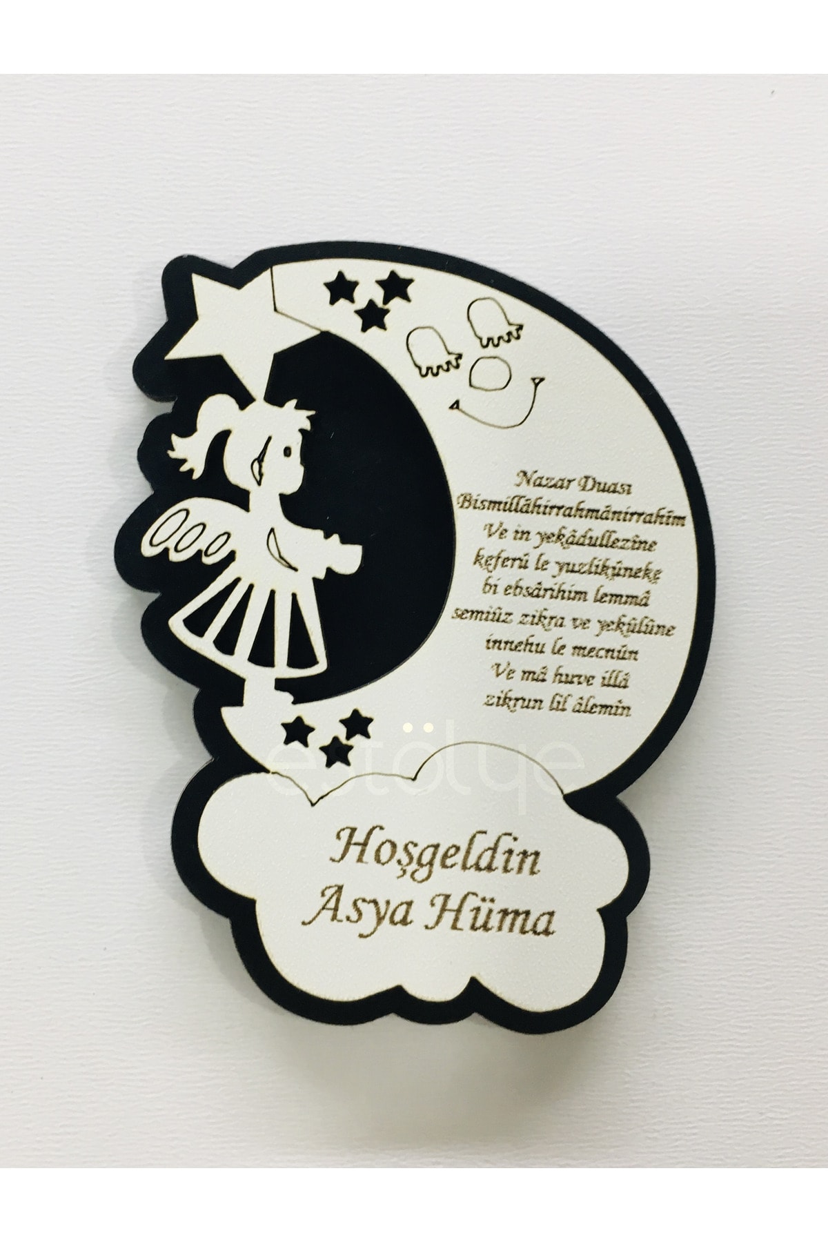 Wooden Baby Girl Evil Eye Prayer Magnet 25 Pcs Black White Wood G2F1Z31MY9