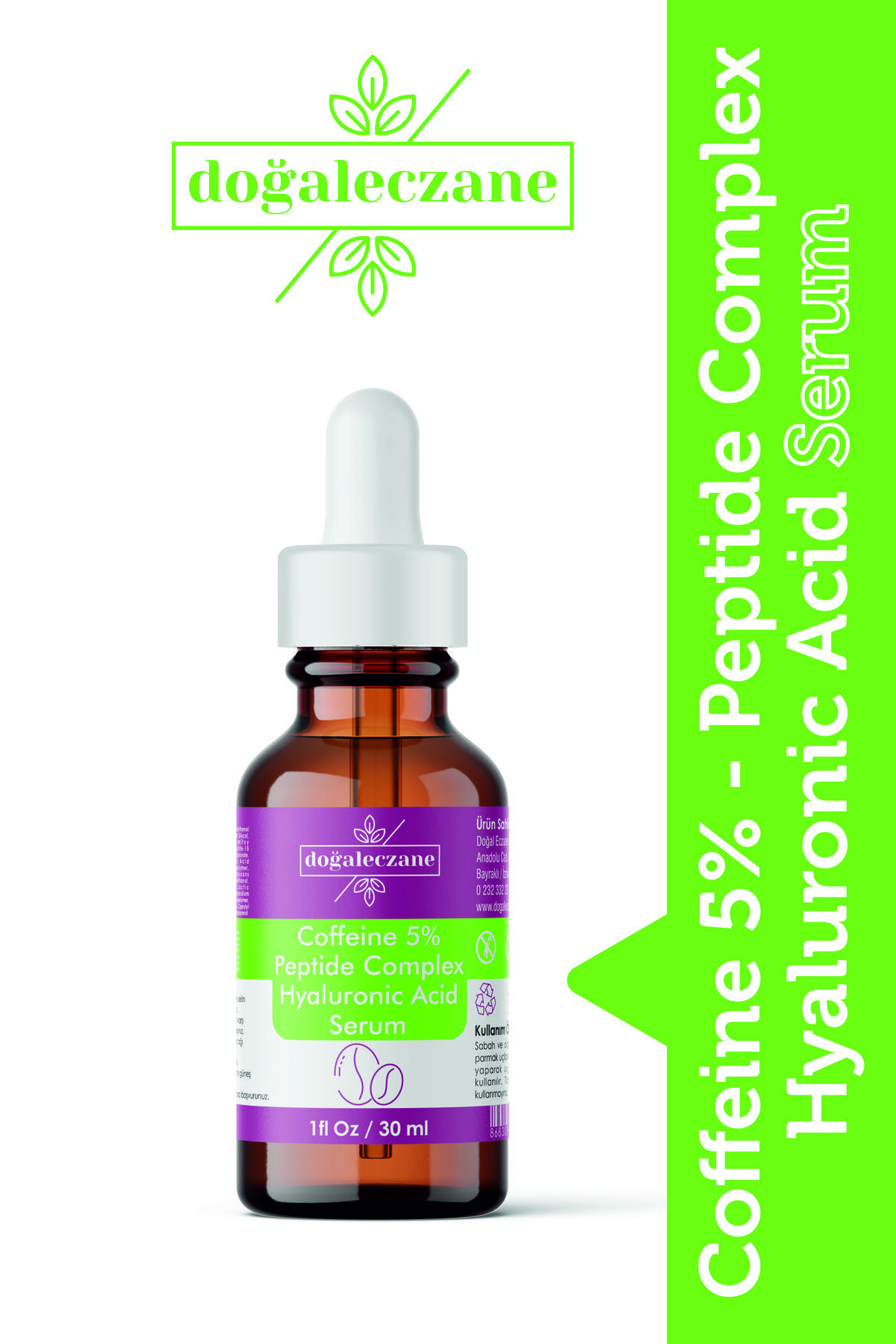 Doğal Eczane Caffeine %5 Peptide Complex Hyaluronic Acid %1 Serum 30 Ml.