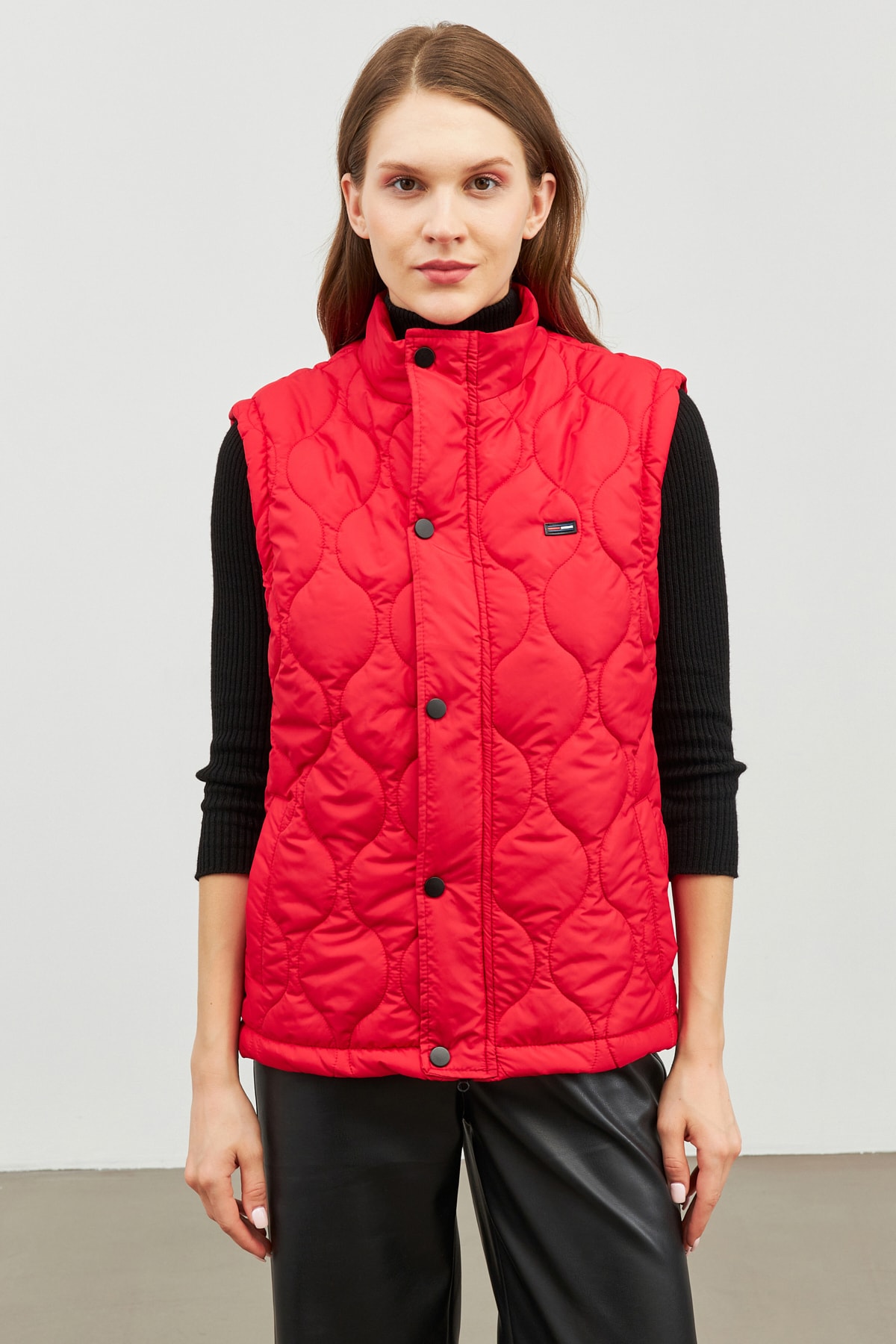 Womens red quilted vest Clearance