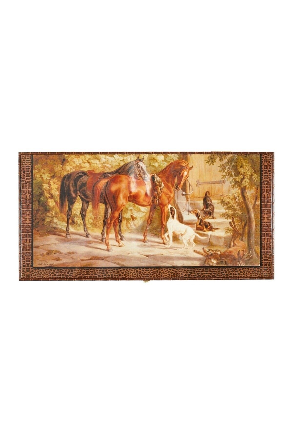 HEDİYE FİKRİ-Stylish Large Size Backgammon with Horse Pattern 2