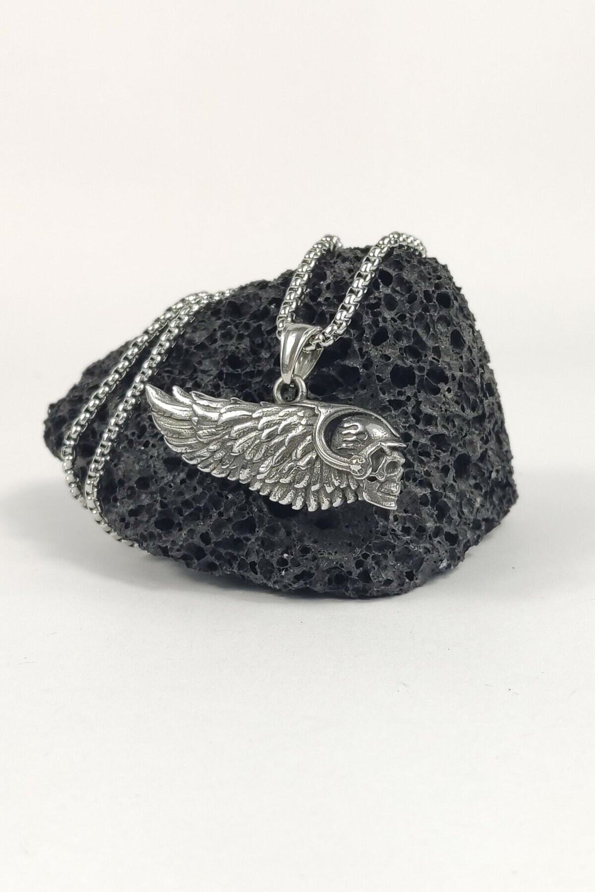 Ayya Aksesuar-Steel Necklace 316l And Hells Angel Biker Pendant Necklace Ring 4