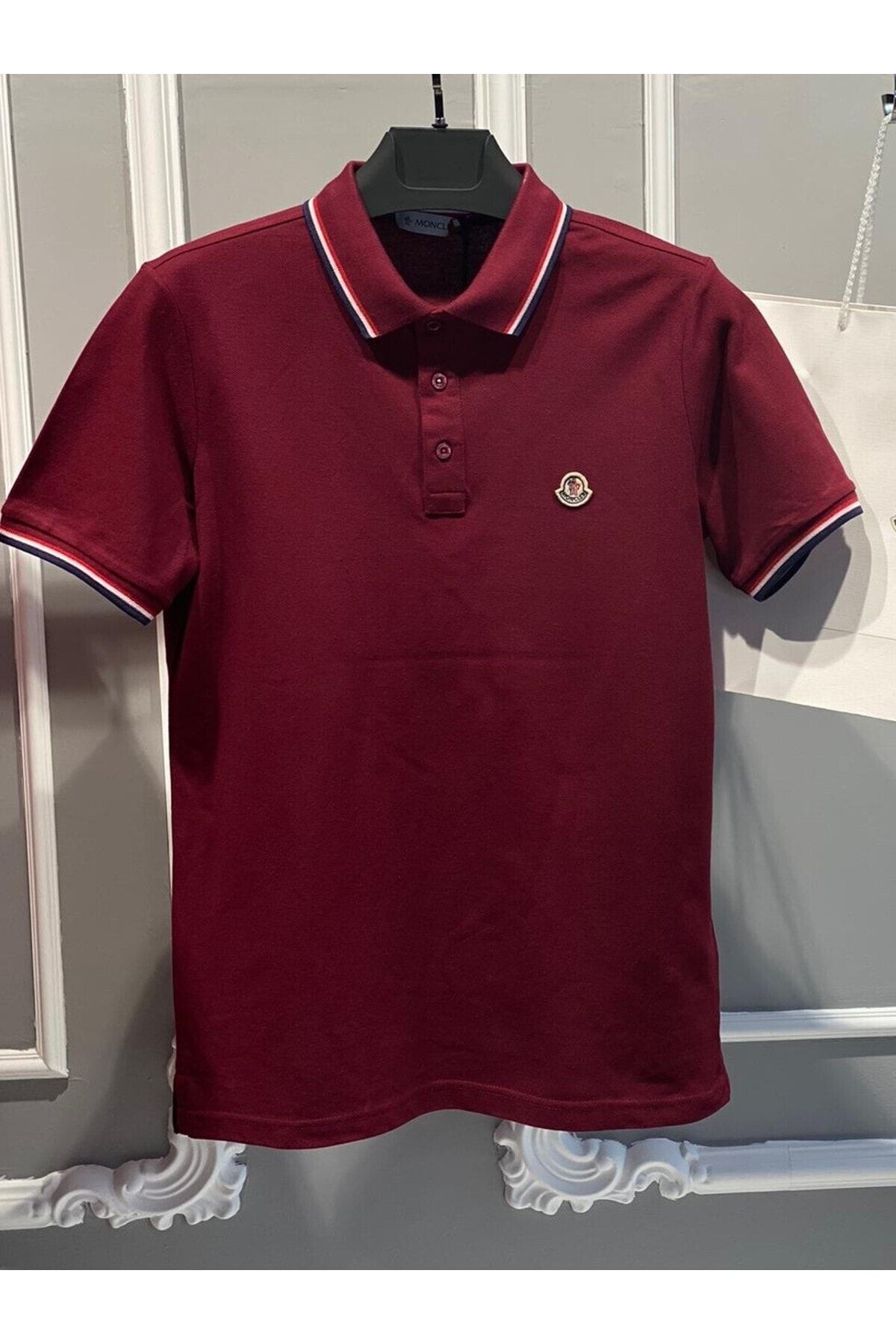 Burgundy moncler polo sales