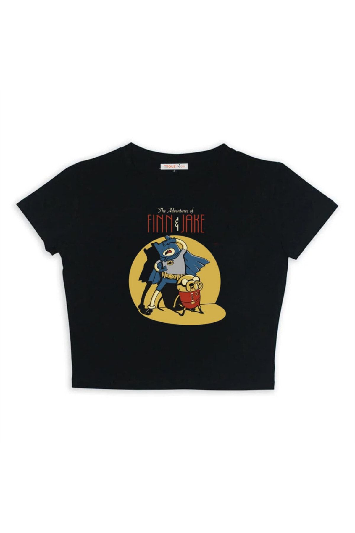 Touz-Blunt Blunt Adventure Time Finn and Jake Printed Black Crop 2