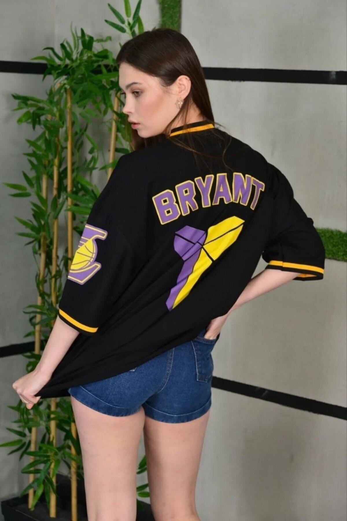 Lakers Bryant Sırt Baskılı Oversize Siyah T-shirt
