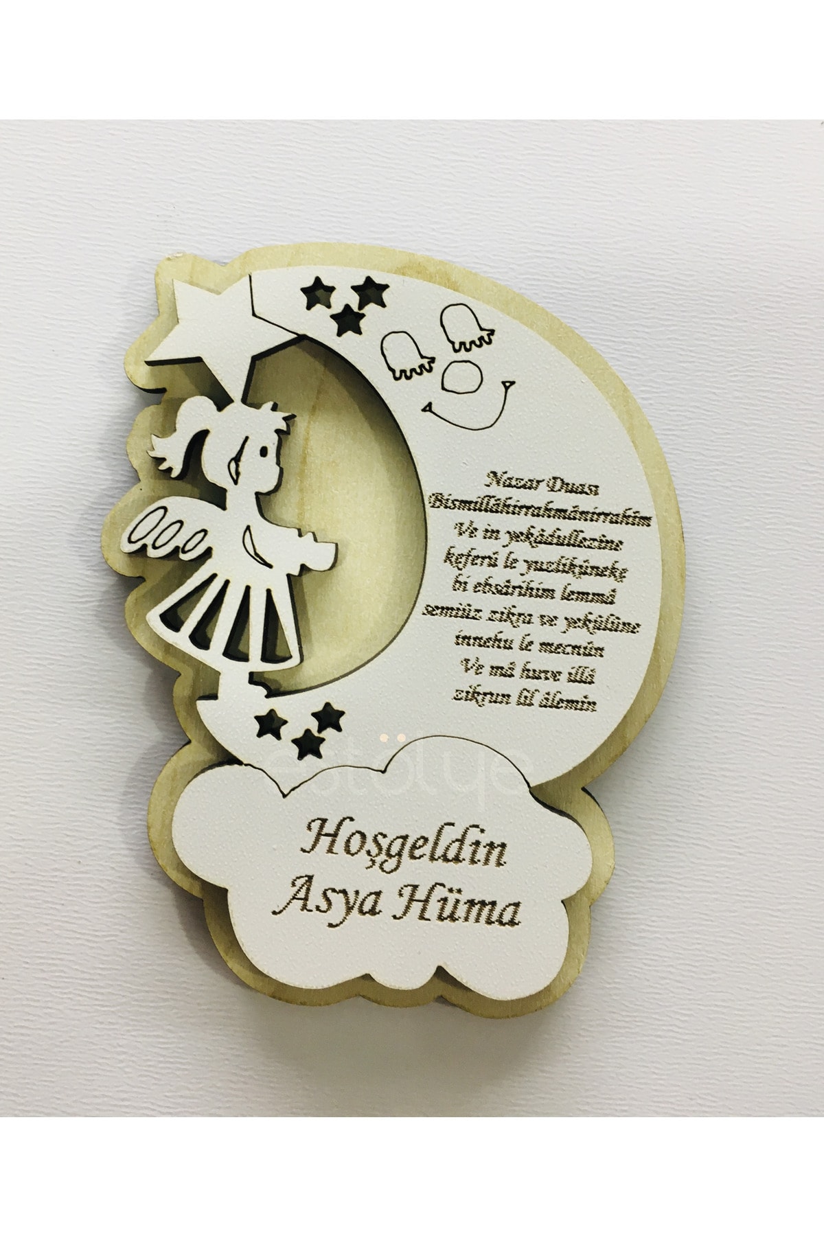 Wooden Baby Girl Evil Eye Prayer Magnet 25 Pcs Maple White Wood G2F1Z3AH4