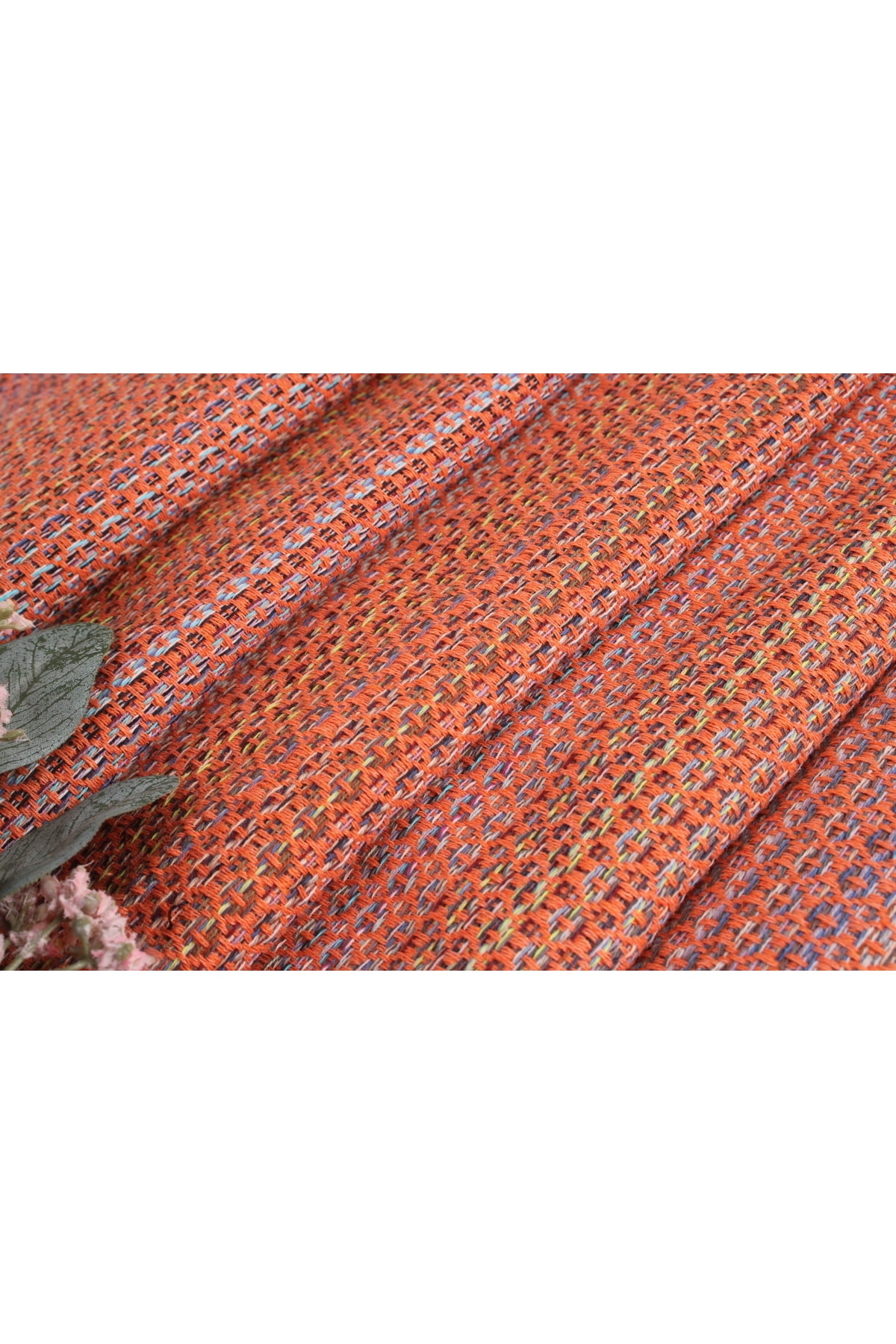 Pike Turuncu 220x225 Cm Pamuk Örtü Masa Örtüsü Pamuk Yatak Örtüsü 5