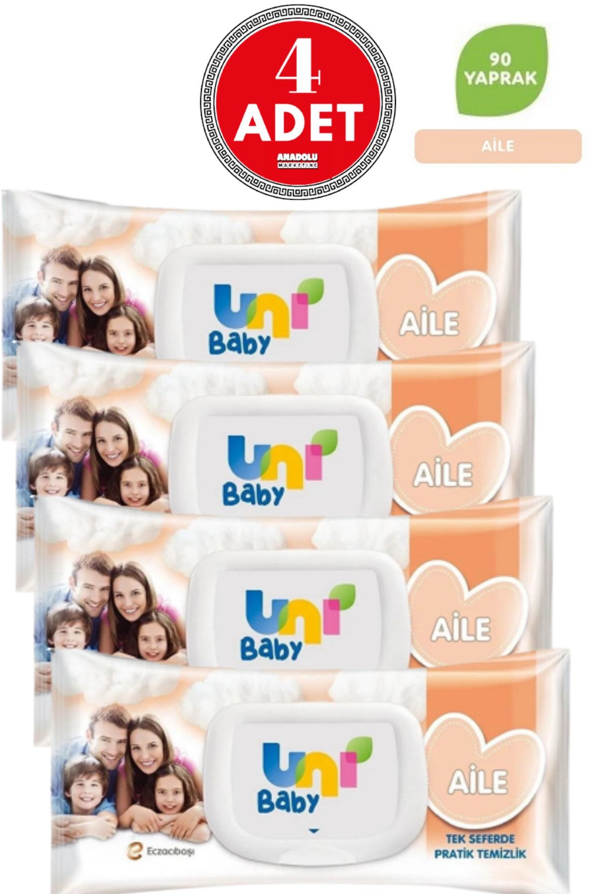 Uni Baby Aile Islak Mendil 90 Yaprak 4 Adet