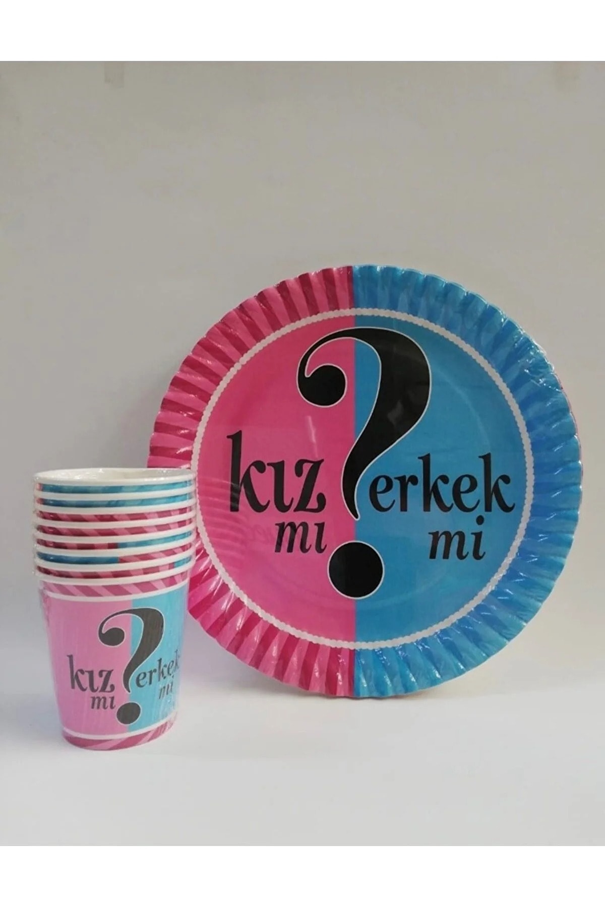 aşkın concept Cinsiyet Belirleme Partisi Tabak Bardak 8'li Set Pembe Mavi