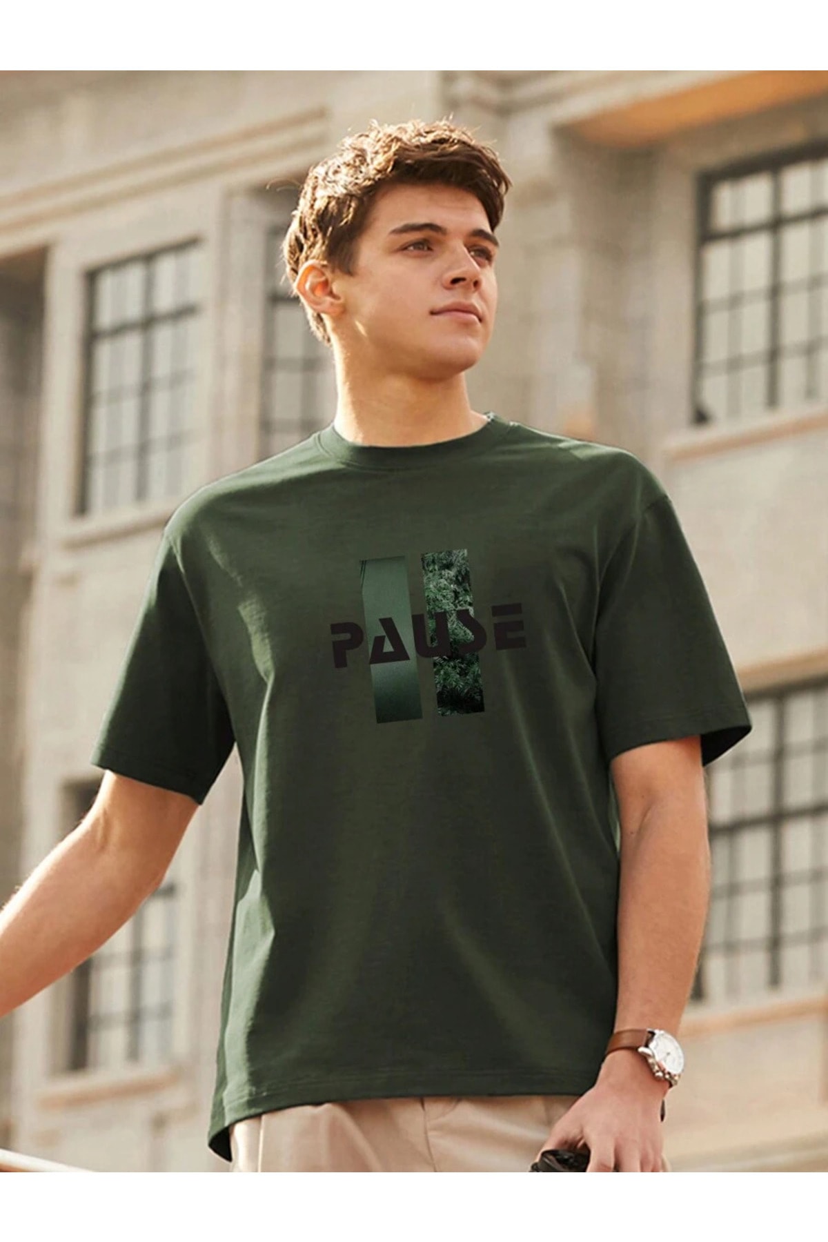 Men's Knitted Pause Printed White 100% Cotton T-Shirt.