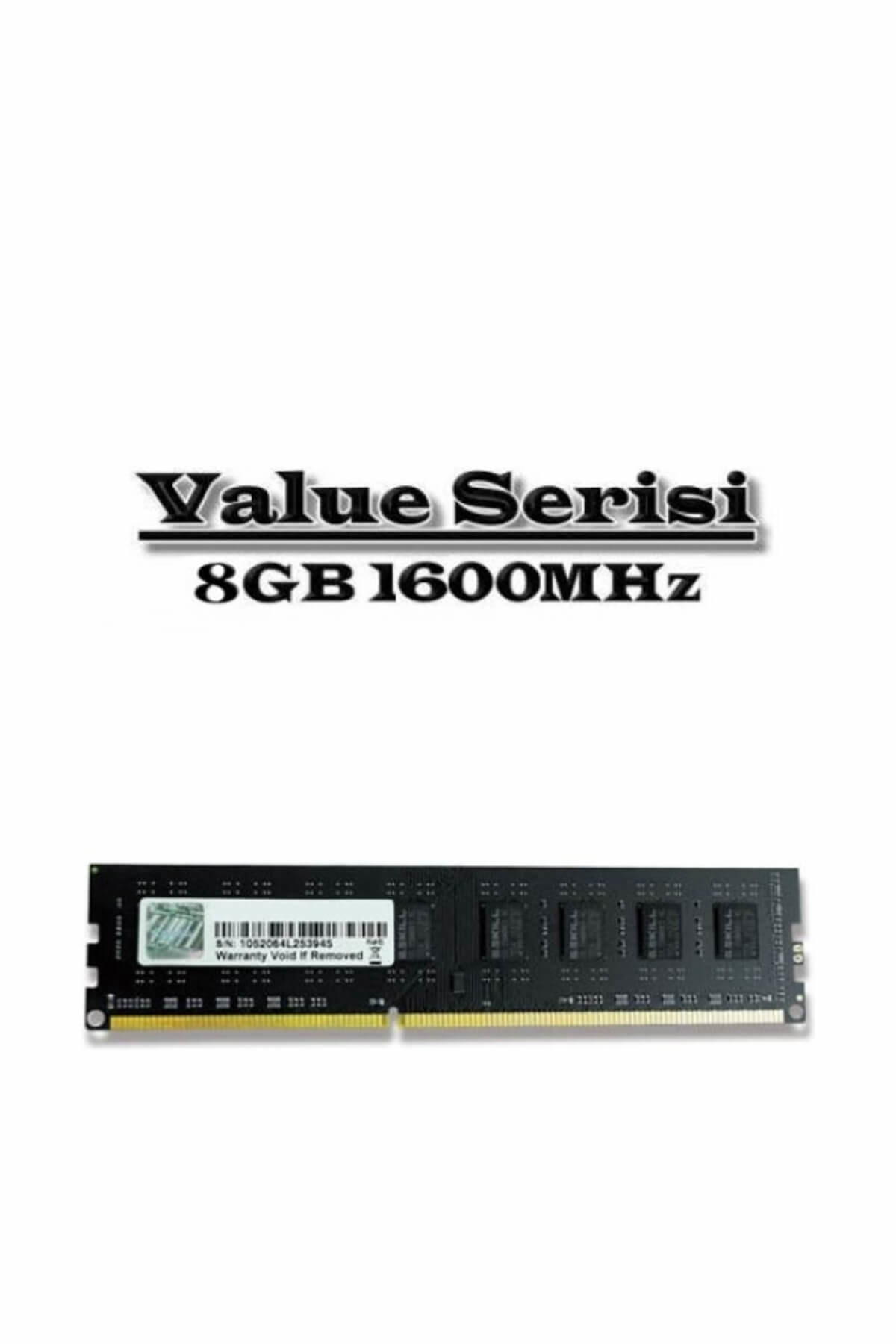 G Skill G.Skill Value 8GB Desktop Bellek (F3-1600C11S-8GNT)