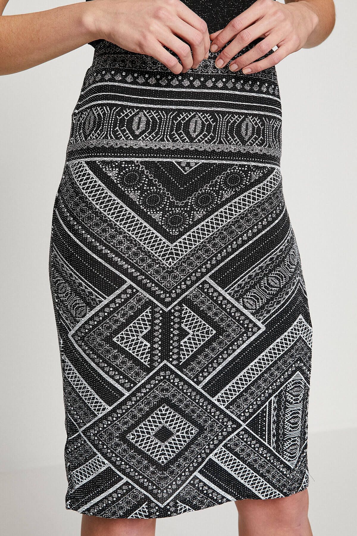 Koton-Women's Black Midi Normal Waist Slim Cut Skirt 8YAK74517FK 5