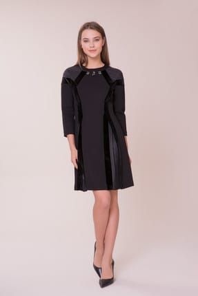 Kadın Pilise Detaylı Siyah Elbise M18K5X0561XSC
