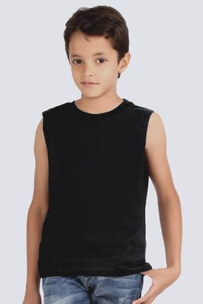 Düz, Baskısız Basic Siyah Kesik Kol | Kolsuz Kız Erkek Uniseks Çocuk T-shirt | Atlet 1M1SB000FS