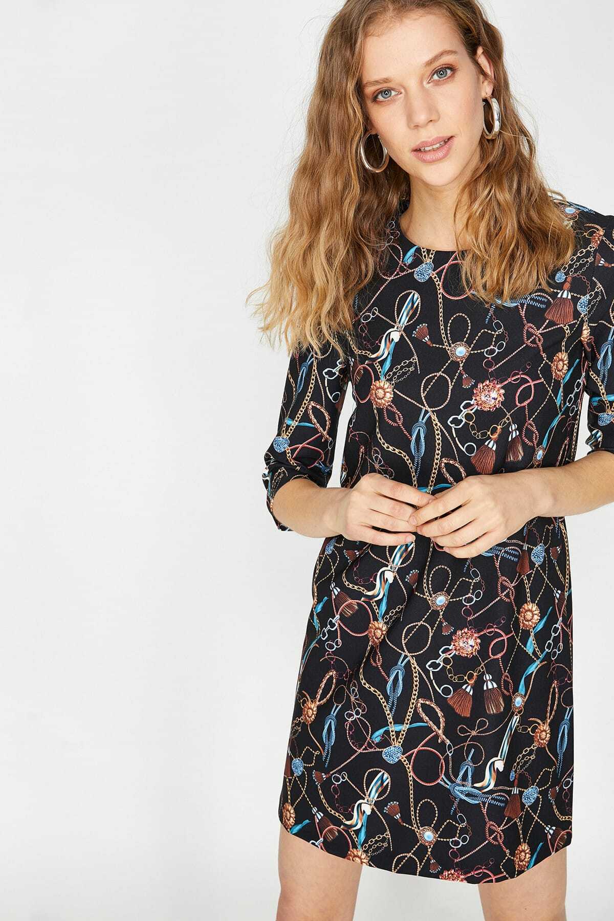 Koton-Rochie de damă neagră cu model 9YAF80791FW 4