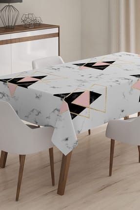 Geometrik Desenli Dijital Baskılı 3D Masa Örtüsü - 140 x 220 cm realmasa74-140x220