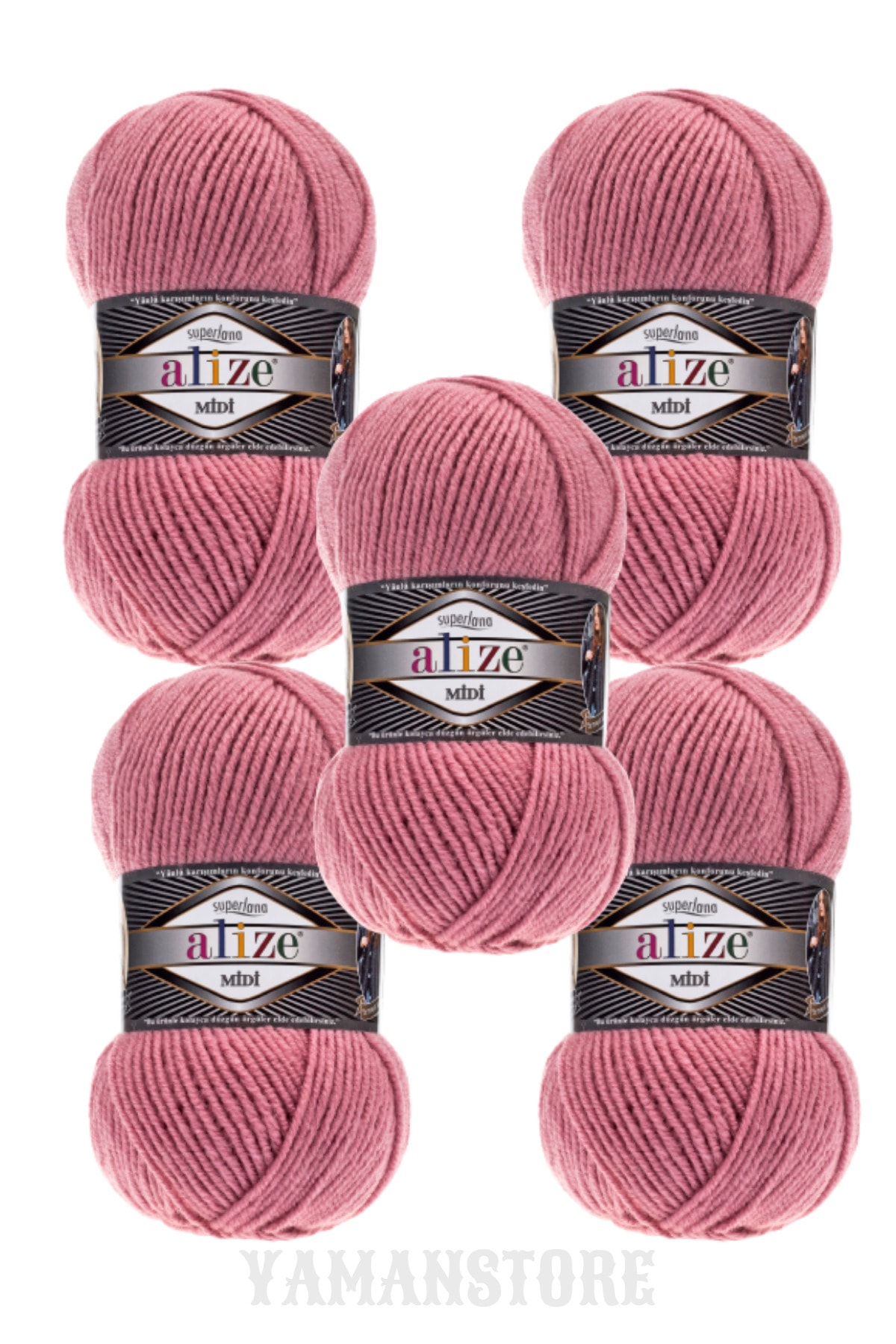 Superlana Midi 5 Pieces Ball 204 Pink Scarf Vest Sweater Knitting Rope
