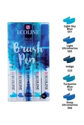 Ecoline Brush Pen Fırça Uçlu Kalem 5 Renk Set BLUE RT11509905