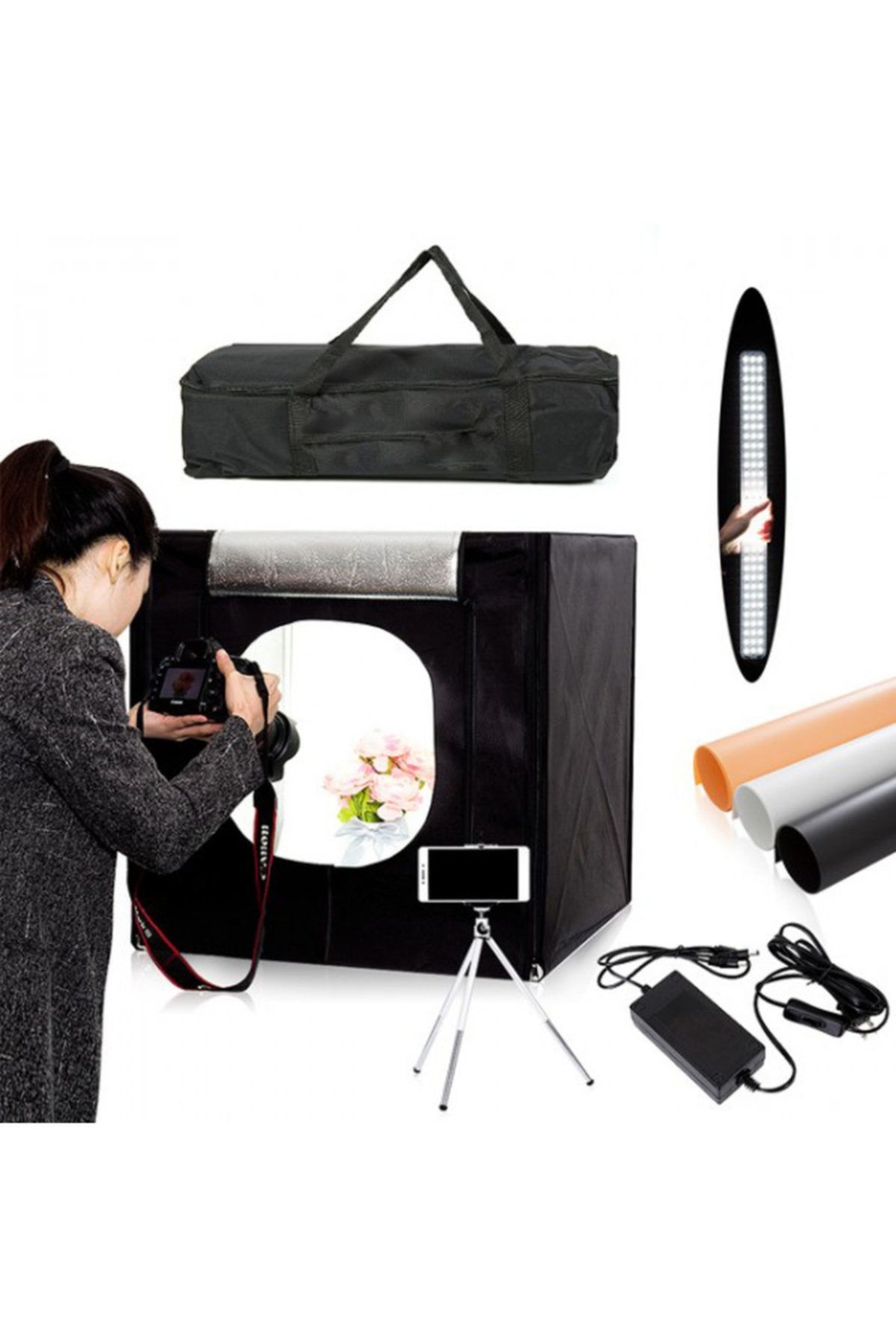 Işıklı Ürün Çekim Çadır 60x60cm Pro  Ledli