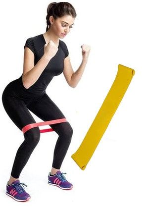 Aerobik Band Pilates Plates Yoga Fitness Squat Çalışma Lastiği Latex Egzersiz Sarı Jet-0107