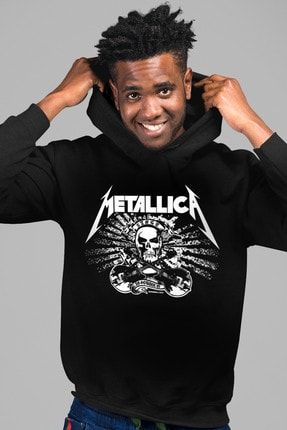 Metallica Kurukafa Siyah Kapşonlu Erkek Sweatshirt 1K4FM090AS